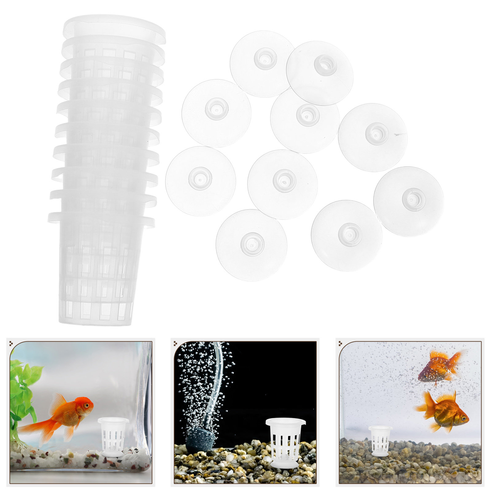 Aquarium Planted Tank - 1Set Hydroponic Net Pot with Suction